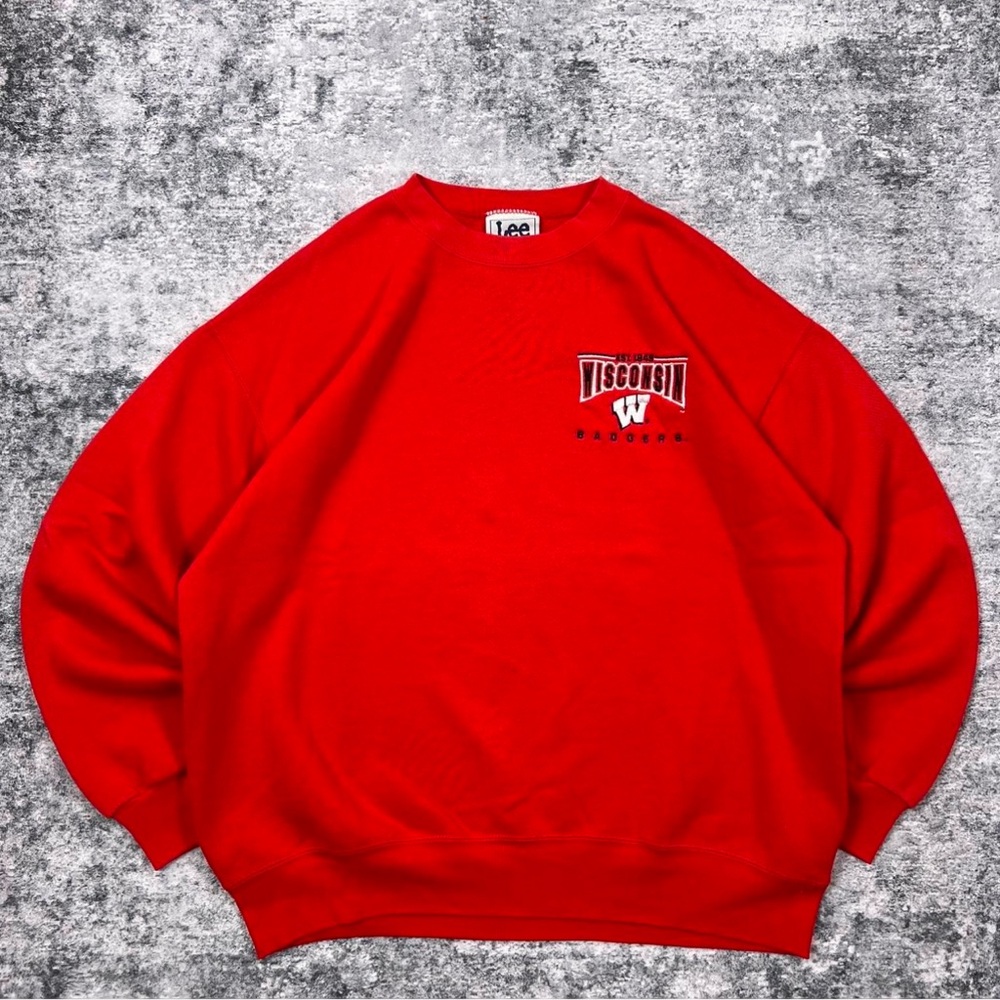 Vintage 90s Wisconsin Badgers Embroidered Crewneck Sweatshirt L